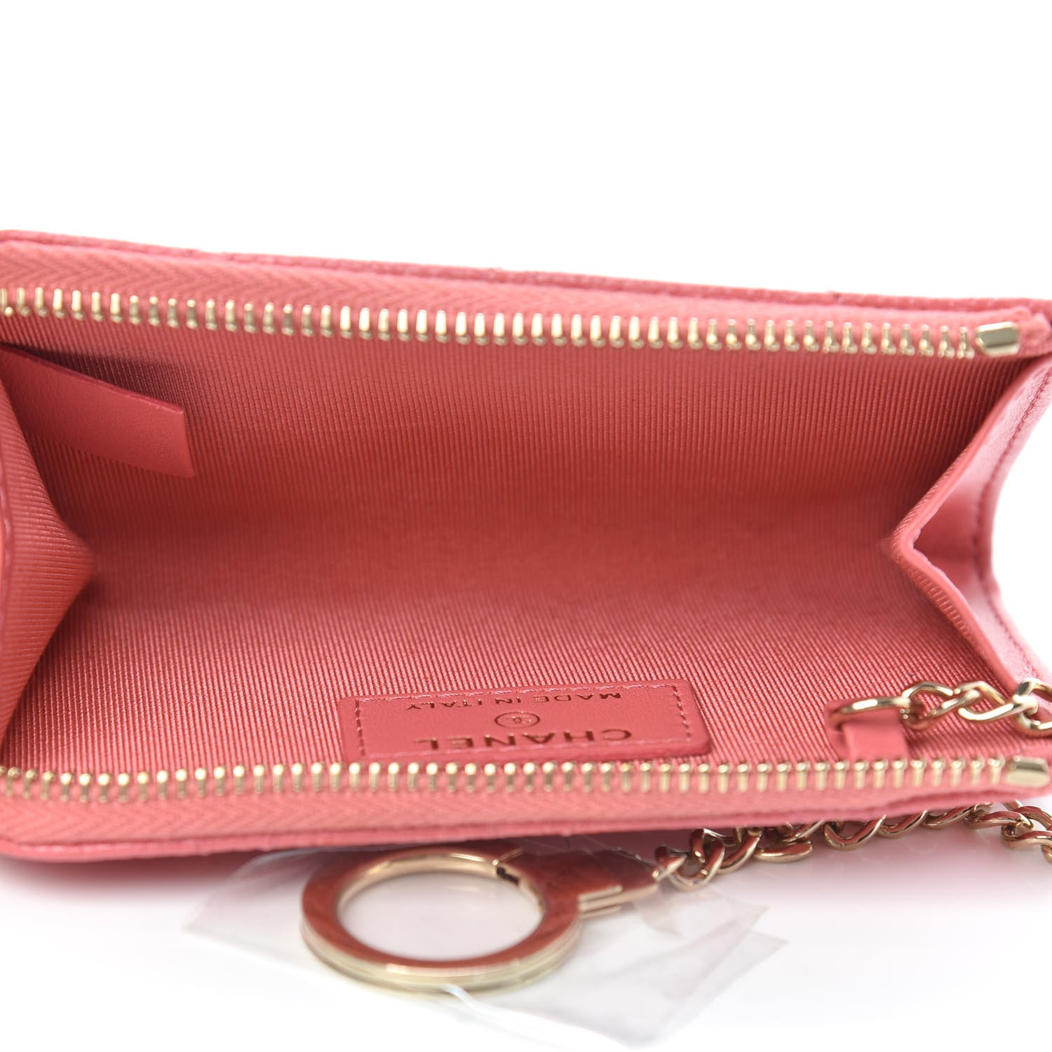 Chanel Metallic Caviar Quilted Key Holder Case Pink 5 of 8