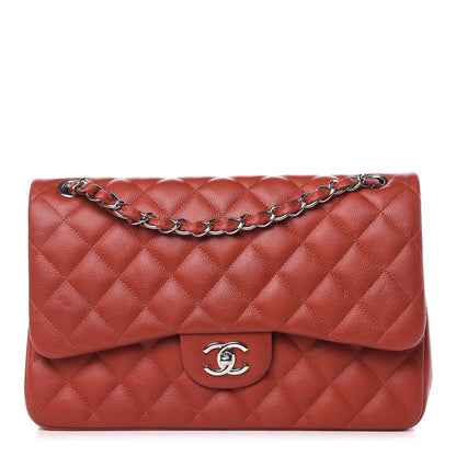 Chanel Caviar Quilted Jumbo Double Flap Dark Red 1 of 10
