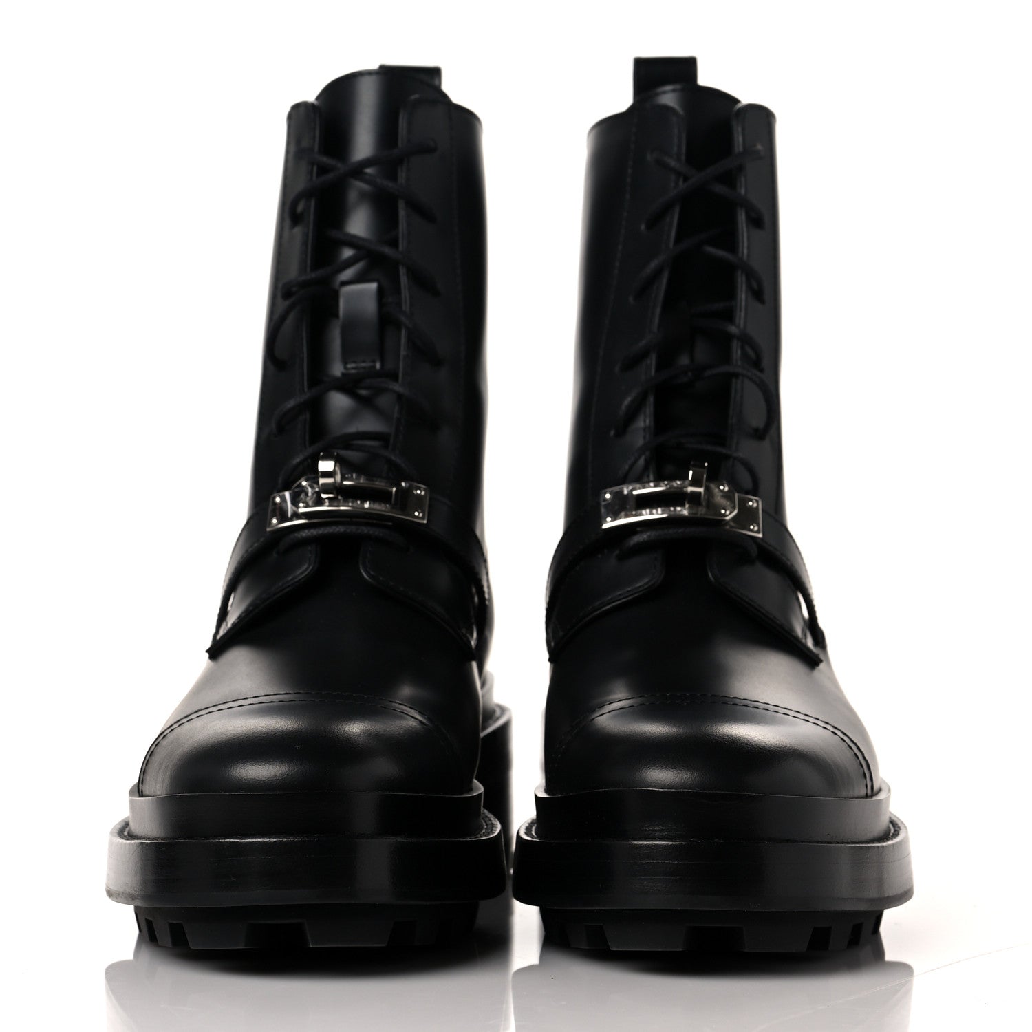 Hermes Glossed Calfskin Funk Ankle Boots 37 Black 2 of 7