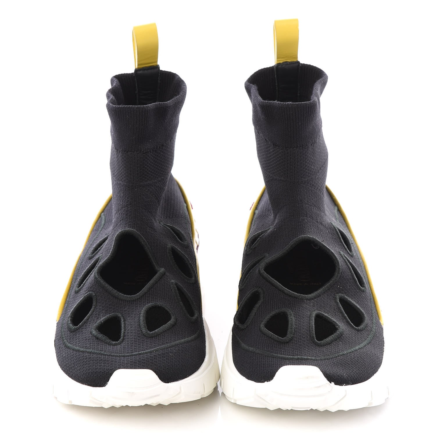 Valentino Garavani Calfskin Mesh Knit Cutout Womens Mixed Media Sock Sneakers 37 Black Multicolor 3 of 7