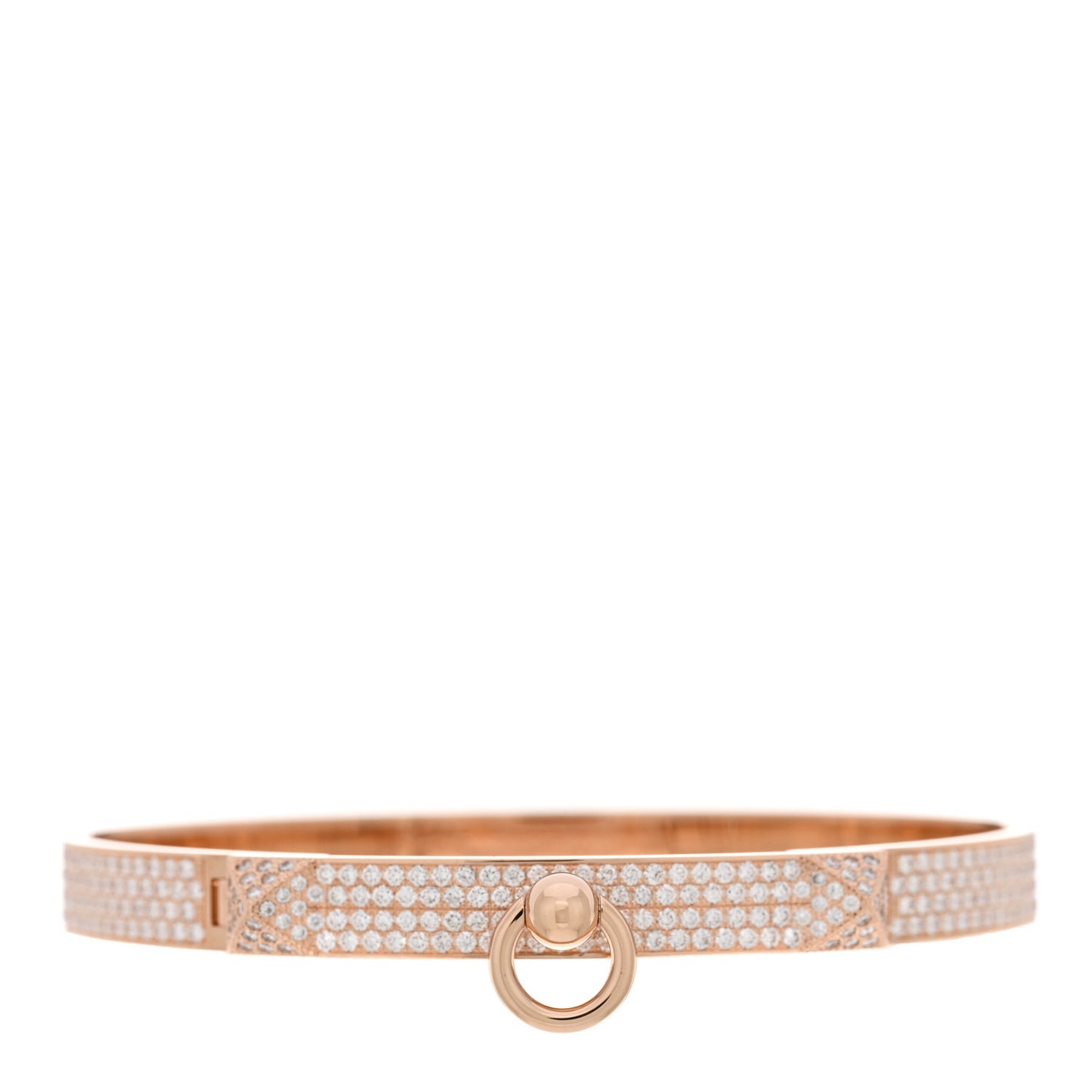 18K Rose Gold Diamond PM Collier de Chien Full Pave Bracelet ST