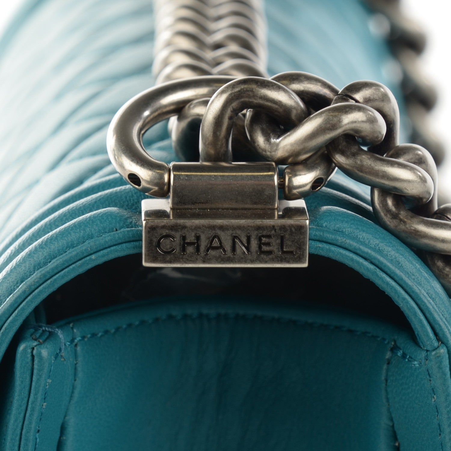 Chanel Lambskin Quilted Medium Boy Flap Dark Turquoise 9 of 9
