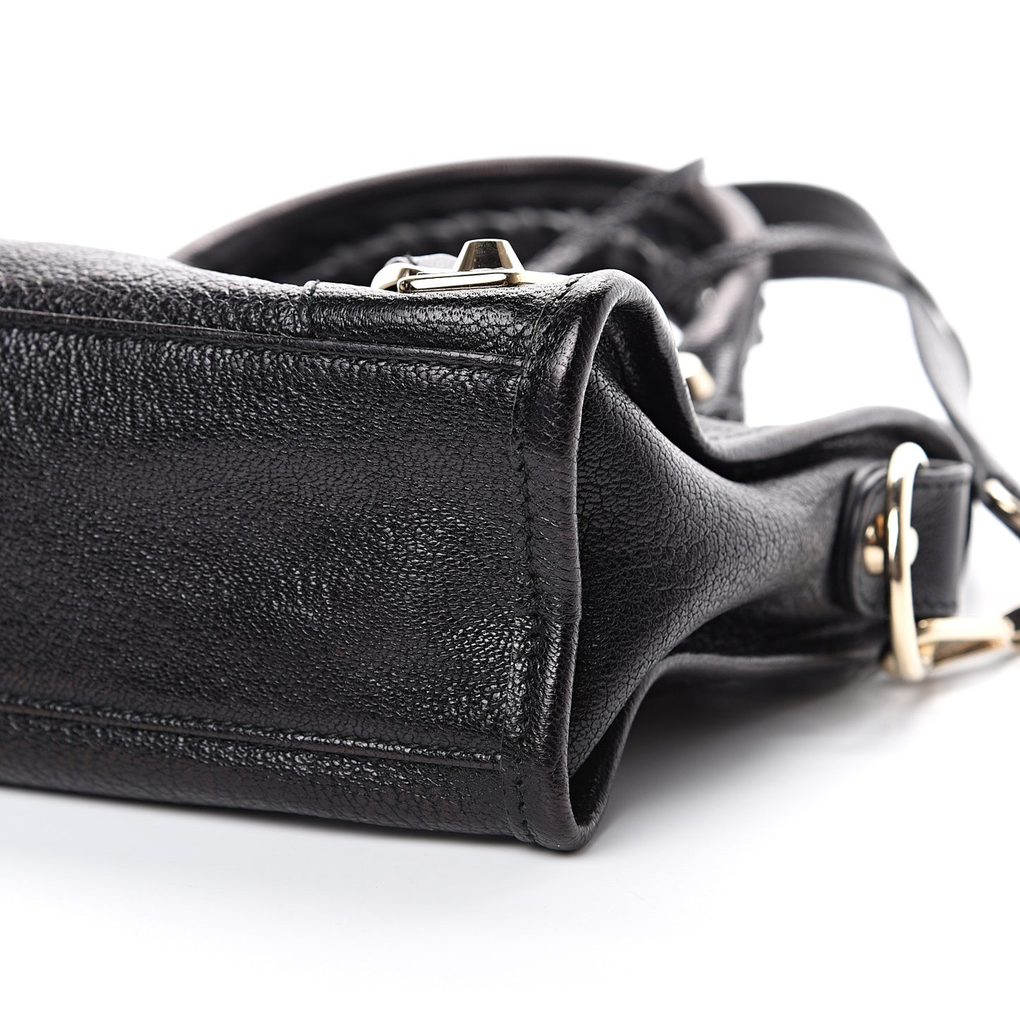 Chevre Gold Metallic Edge Hardware Mini City Black