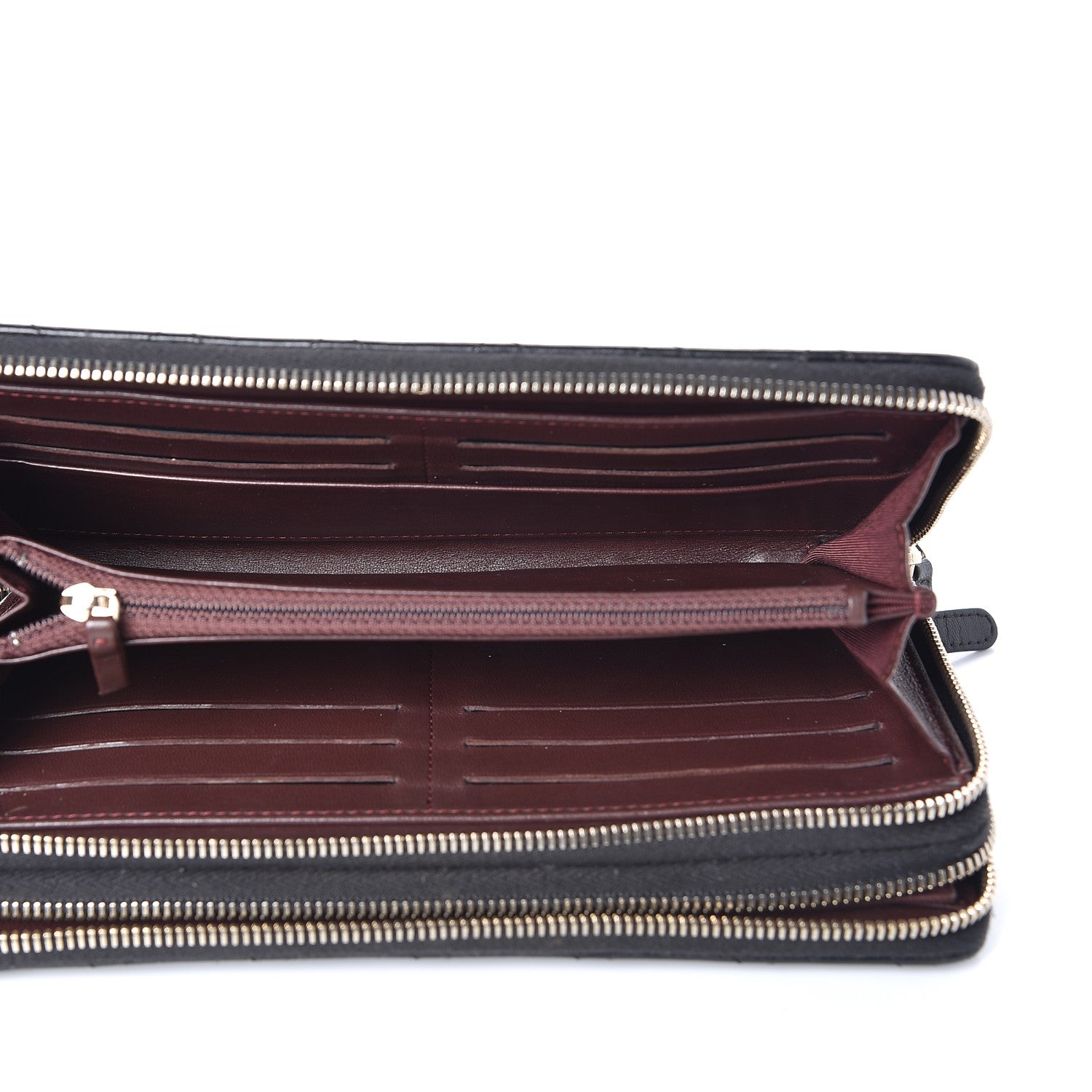 Chanel Lambskin Quilted Large Double Zip Around Organizer Wallet Black 6 of 9
