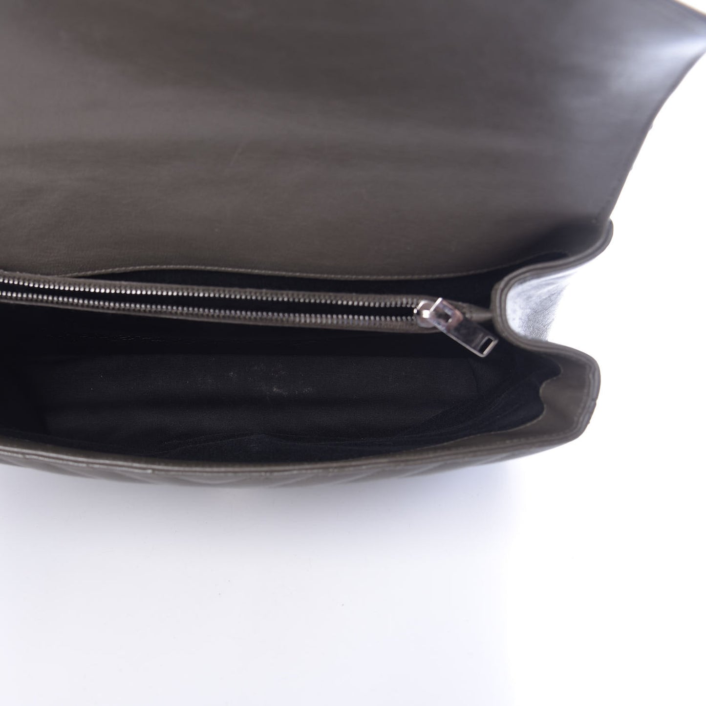 Sheepskin Matelasse Chevron Monogram Large College Satchel Dark Anthracite