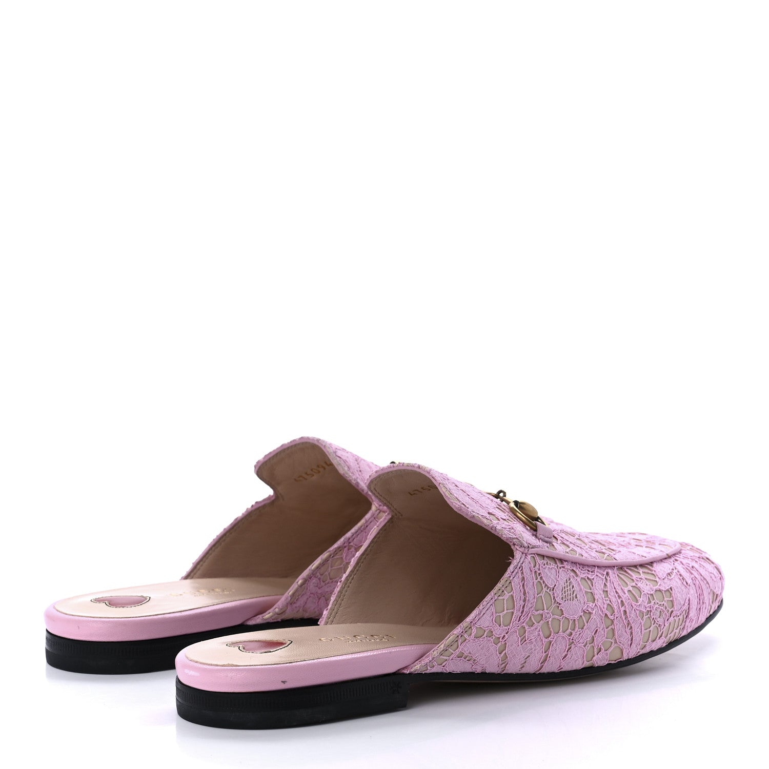 Gucci Lace Malaga Kid Womens Princetown Slippers 38 Sugar Pink Skin Rose 4 of 8