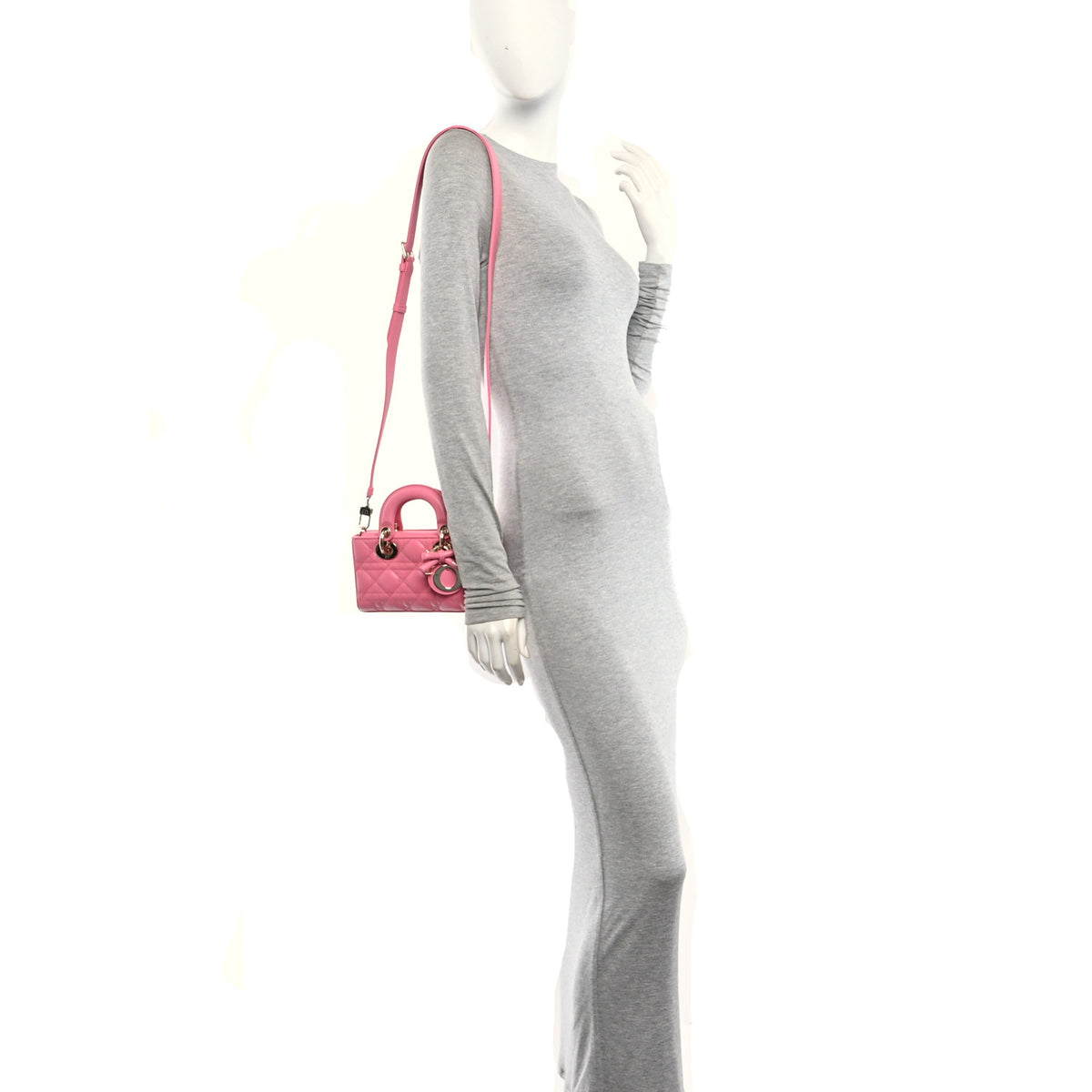 Christian Dior Lambskin Cannage Mini Lady D-Joy Fraise 2 of 10
