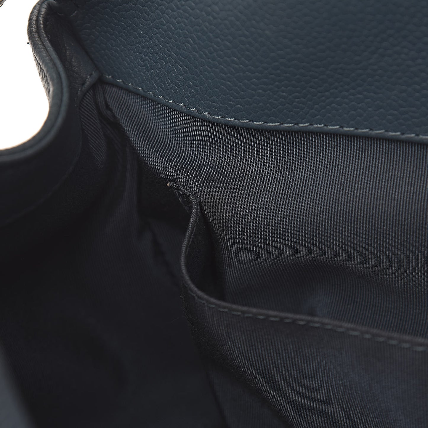 Grained Calfskin Quilted Large Casual Pocket Bowling Bag Blue