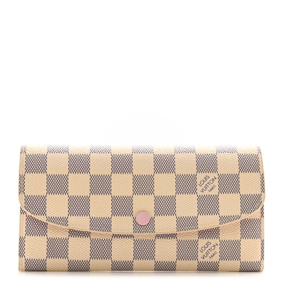 Louis Vuitton Damier Azur Emilie Wallet Rose Ballerine 1 of 11
