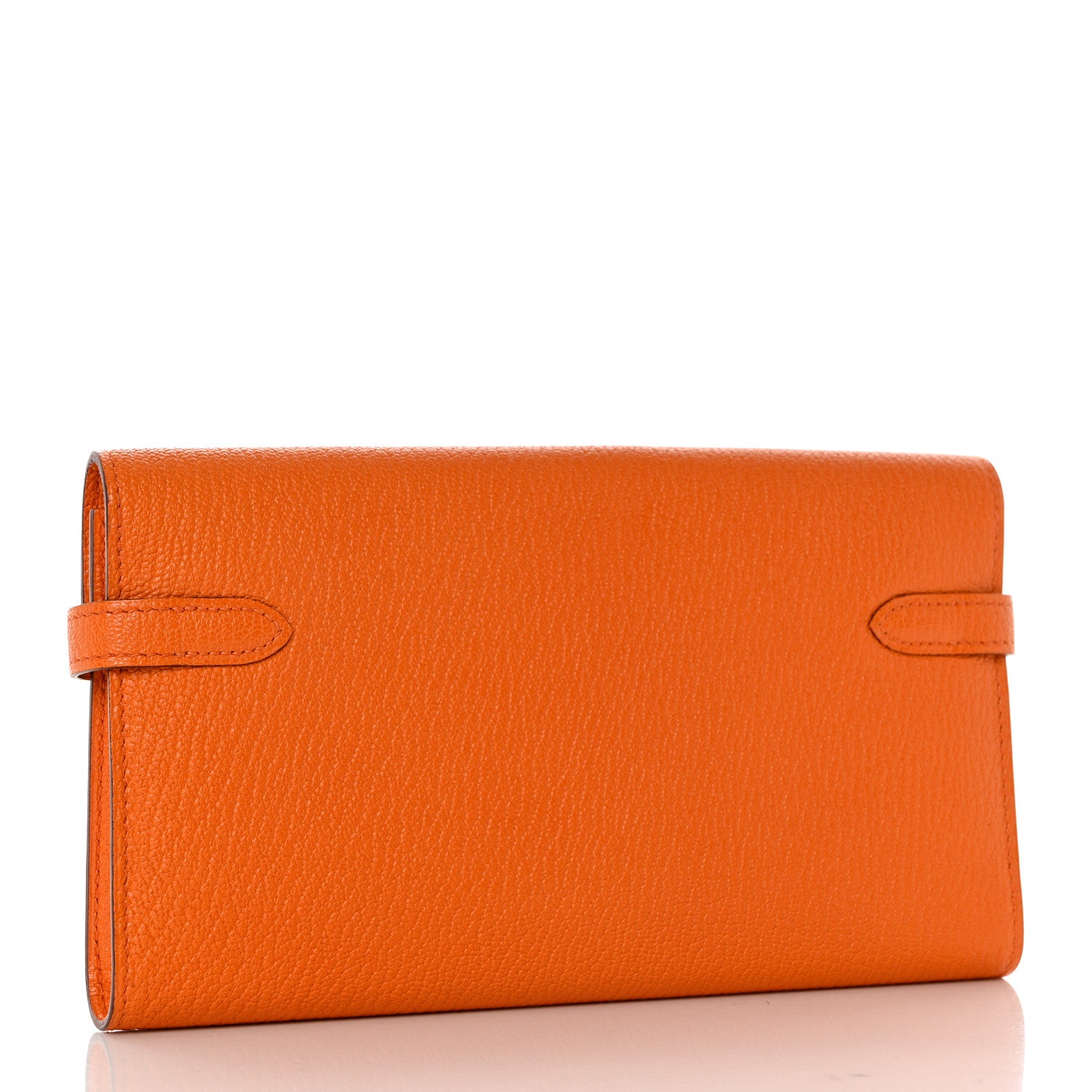 Hermes Chevre Mysore Kelly Longue Wallet Orange 3 of 10