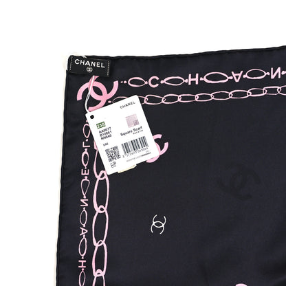 Chanel Silk CC Square Scarf Black Pink 3 of 3