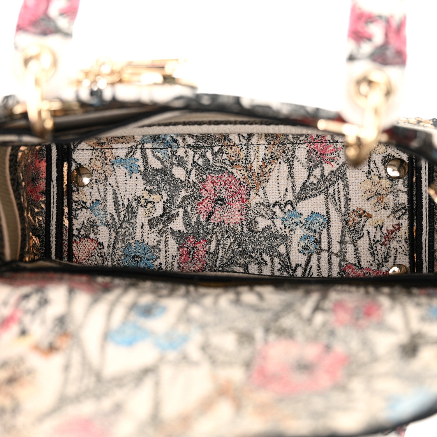 Christian Dior Canvas Embroidered Mille Fleurs Medium Lady D-Lite Multicolor 5 of 11