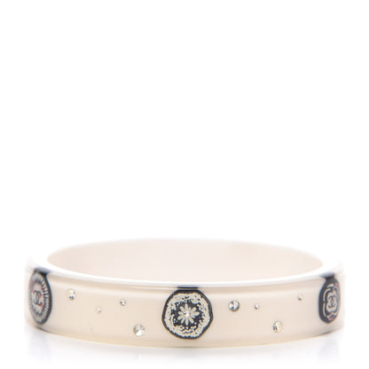 Chanel Resin Crystal CC Camellia Bangle Bracelet White 3 of 6