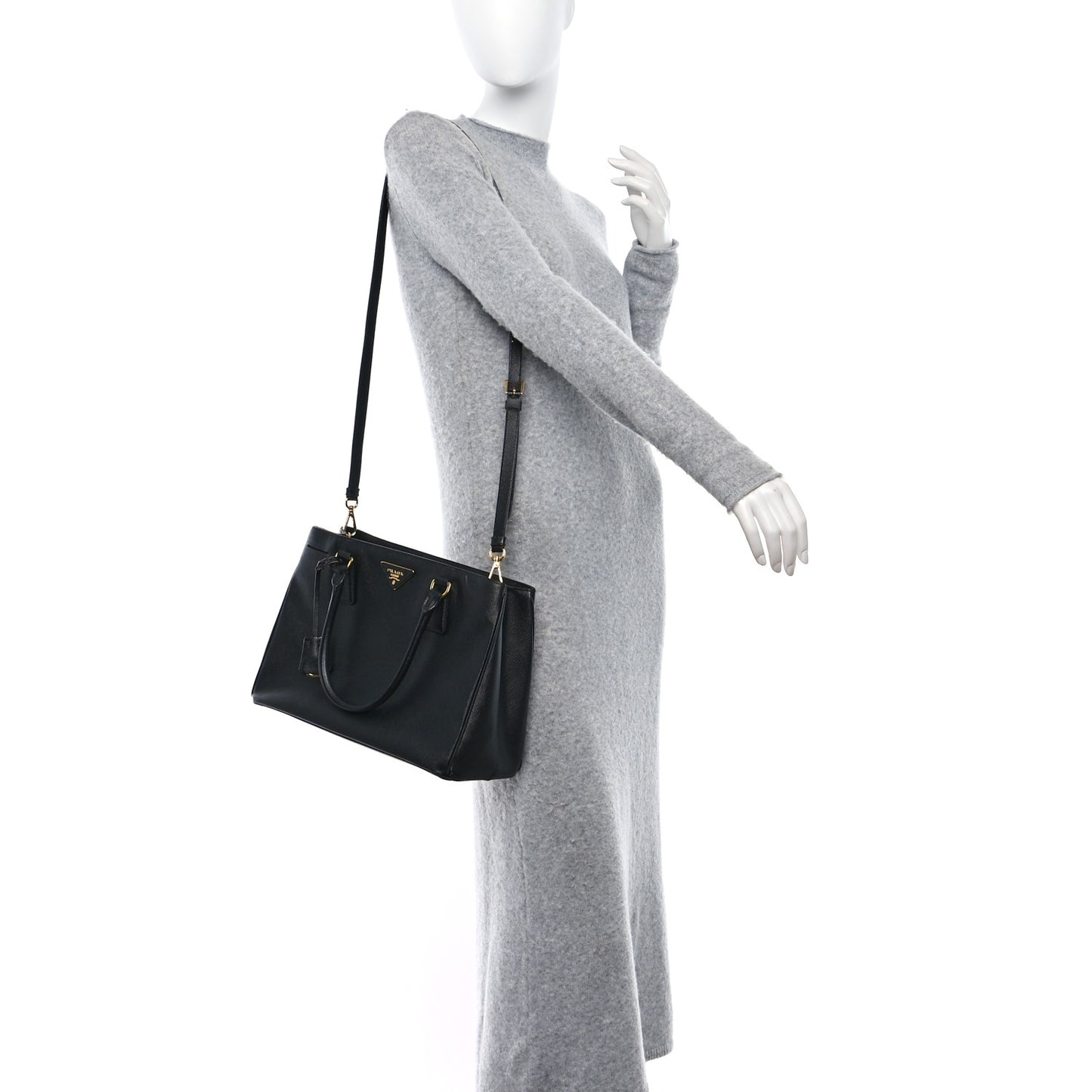 Saffiano Lux Medium Tote Black