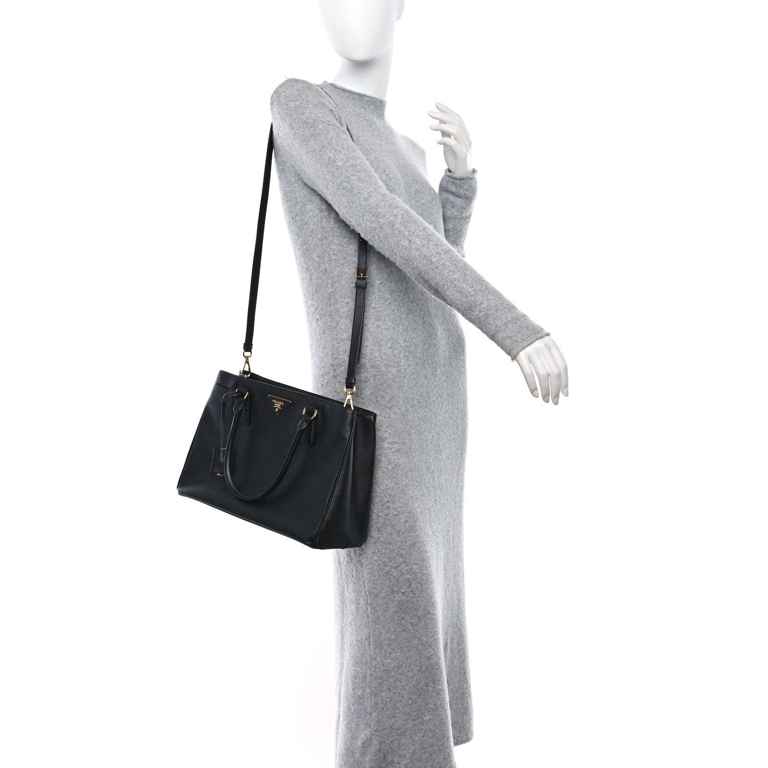 Prada Saffiano Lux Medium Tote Black 2 of 10