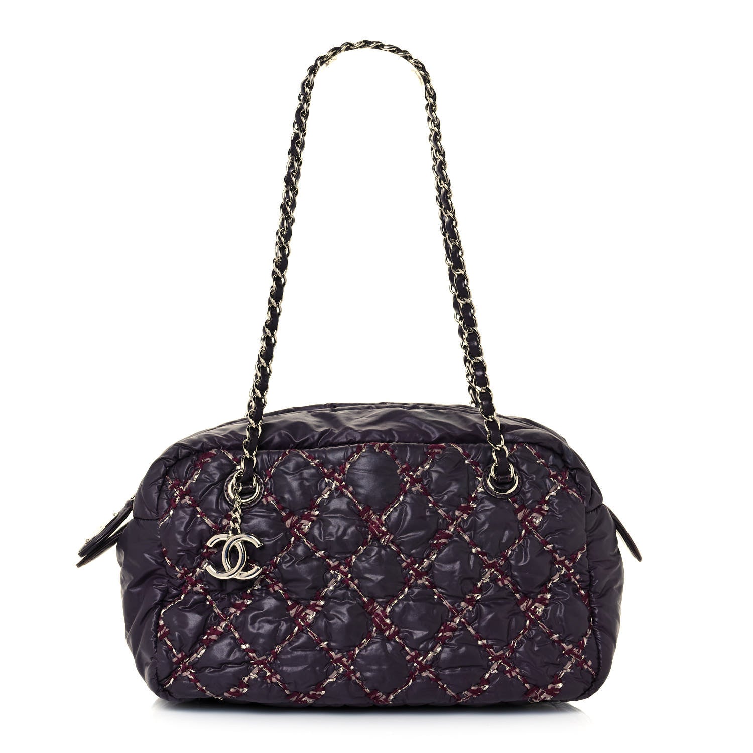 Chanel Nylon Quilted Tweed Stitch Bubble Camera Case Purple 1 of 15