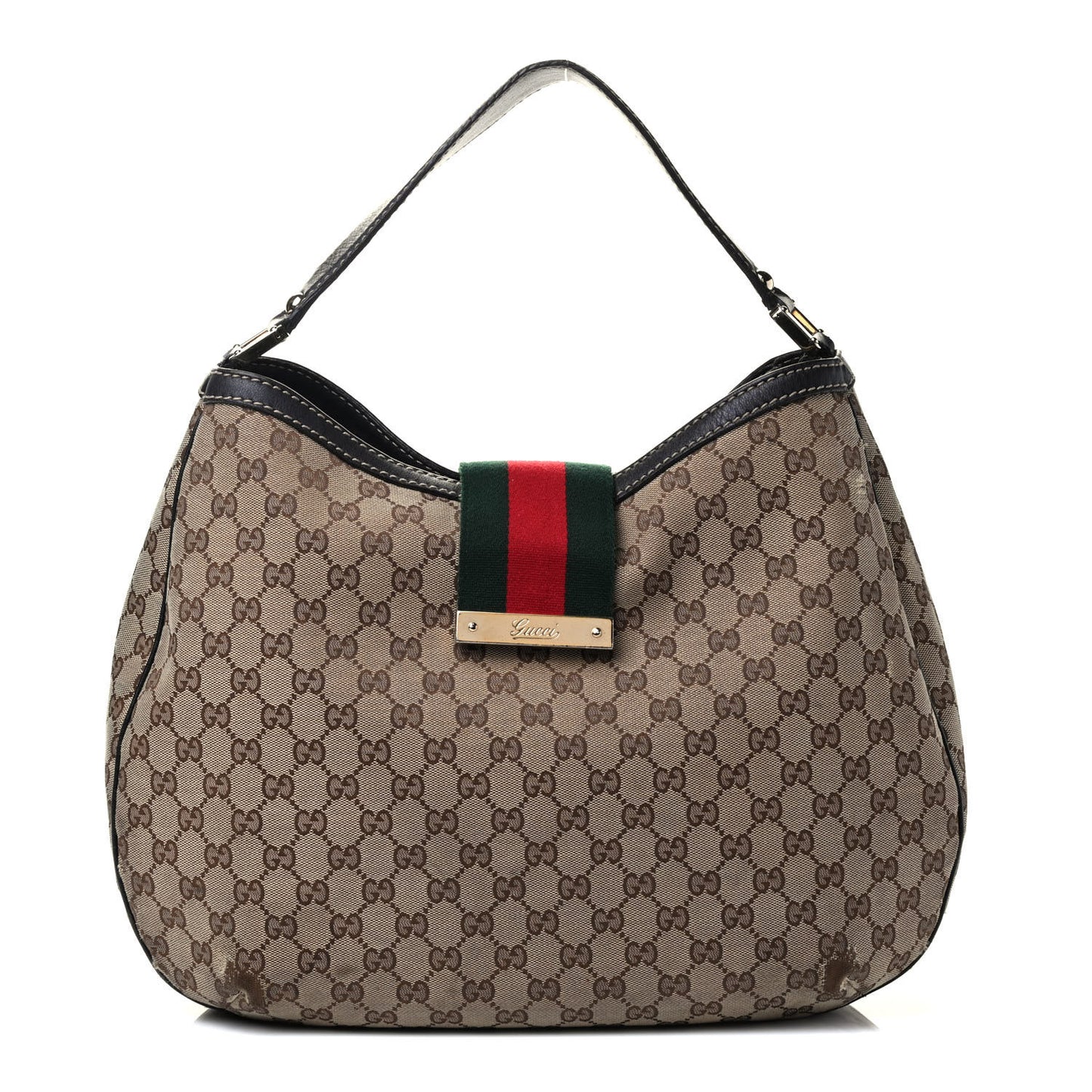 Monogram Large New Ladies Web Hobo Dark Brown