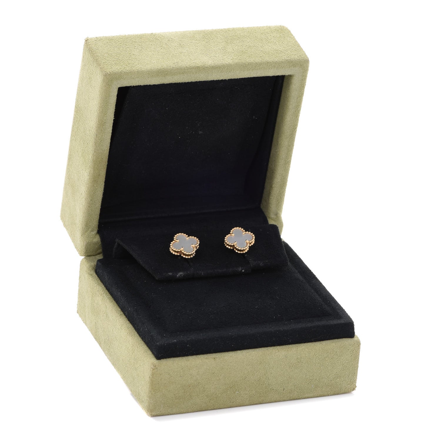 Van Cleef & Arpels 18K Yellow Gold Mother of Pearl Sweet Alhambra Earrings 13 of 13