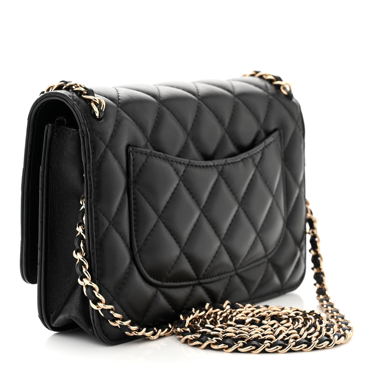 Chanel Lambskin Quilted Chain Around Wallet On Chain WOC Black 3 of 11