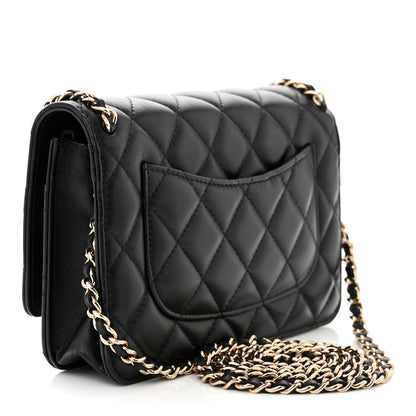 Chanel Lambskin Quilted Chain Around Wallet On Chain WOC Black 3 of 11