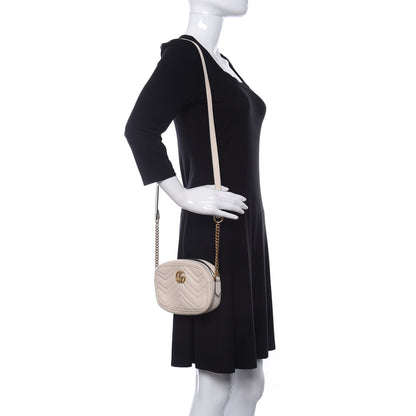 Gucci Calfskin Matelasse Mini GG Marmont Chain Shoulder Bag White 2 of 10