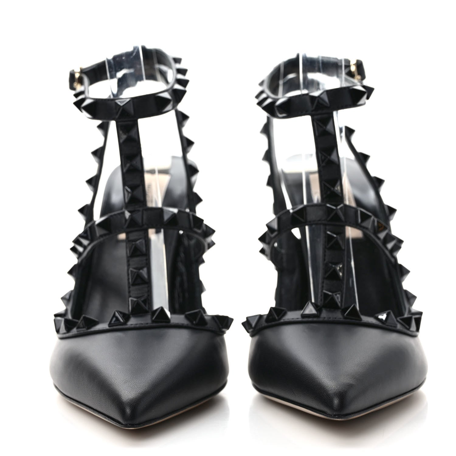 Valentino Garavani Calfskin Lacquered Monochrome Rockstud Ankle Strap 100mm Pumps 36 Black 2 of 9