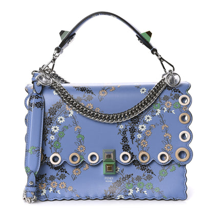 Fendi Vitello Liberty Japanese Blossom Scalloped Studded Grommet Kan I Shoulder Bag Nebula Multicolor 1 of 11