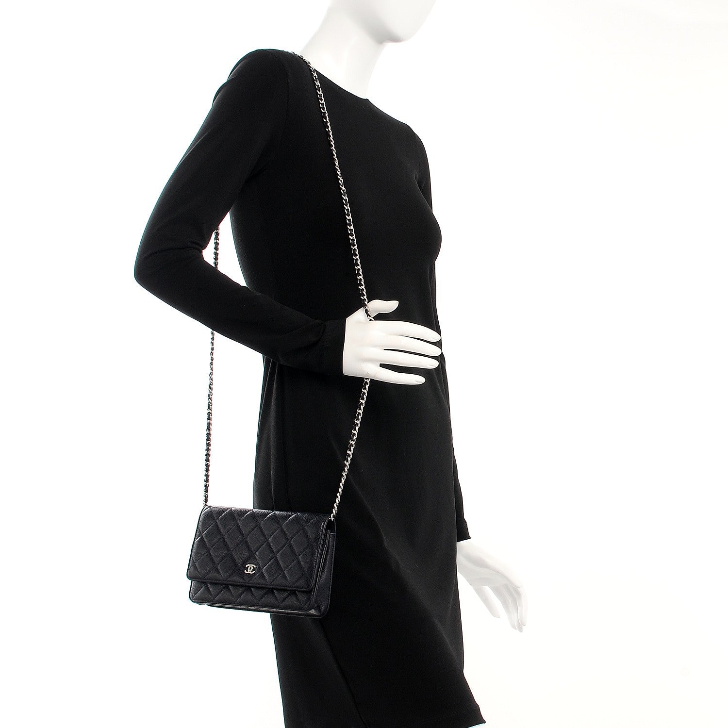 Chanel Caviar Quilted Wallet On Chain WOC Navy Blue 2 of 10