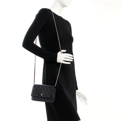 Chanel Caviar Quilted Wallet On Chain WOC Navy Blue 2 of 10