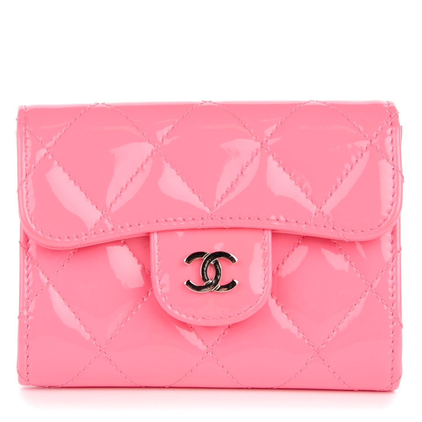 Patent Quilted Coin Purse Pink