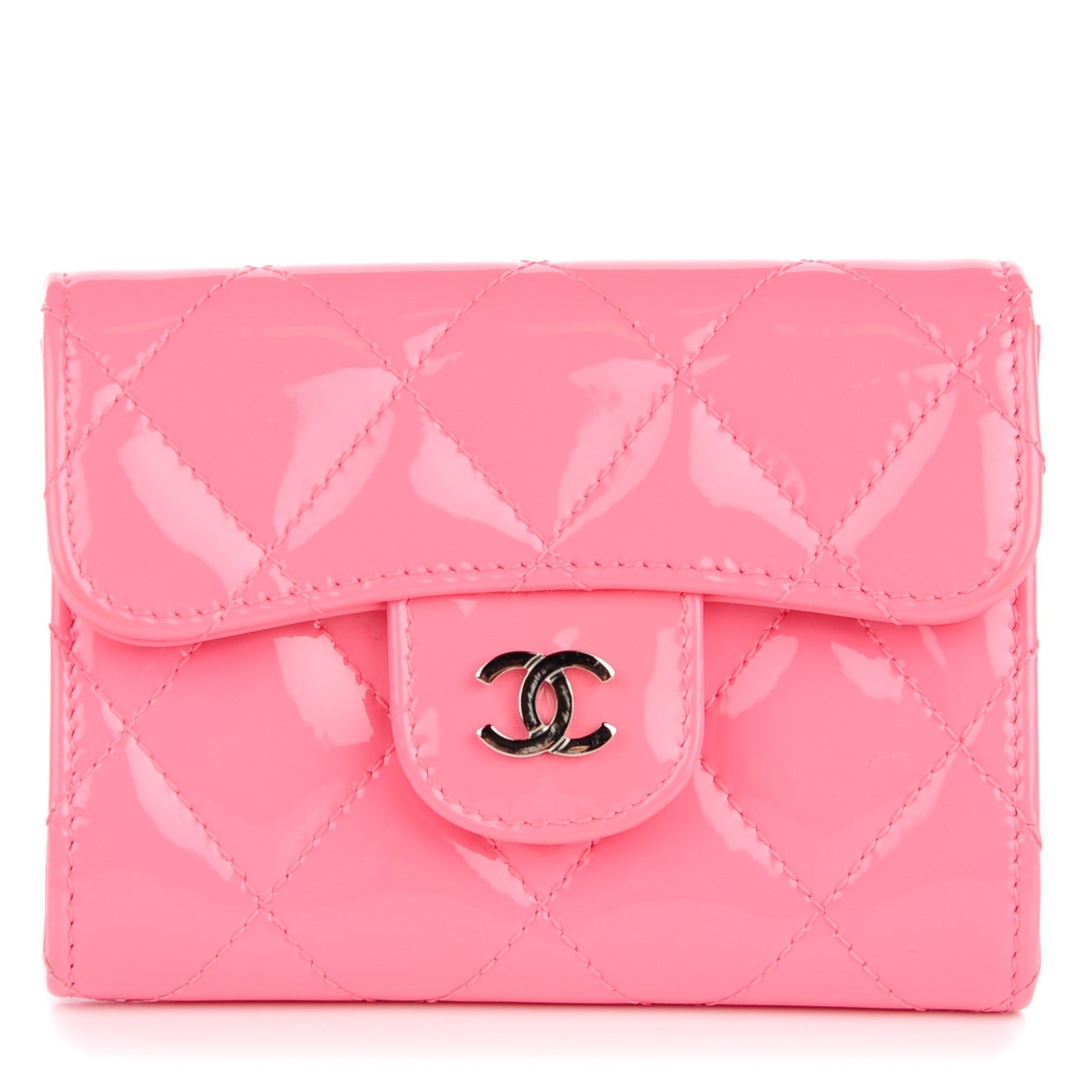 Chanel Patent Quilted Coin Purse Pink 1 of 8