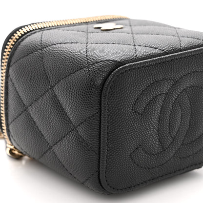 Chanel Caviar Quilted Mini Vanity Case With Chain Black 9 of 12