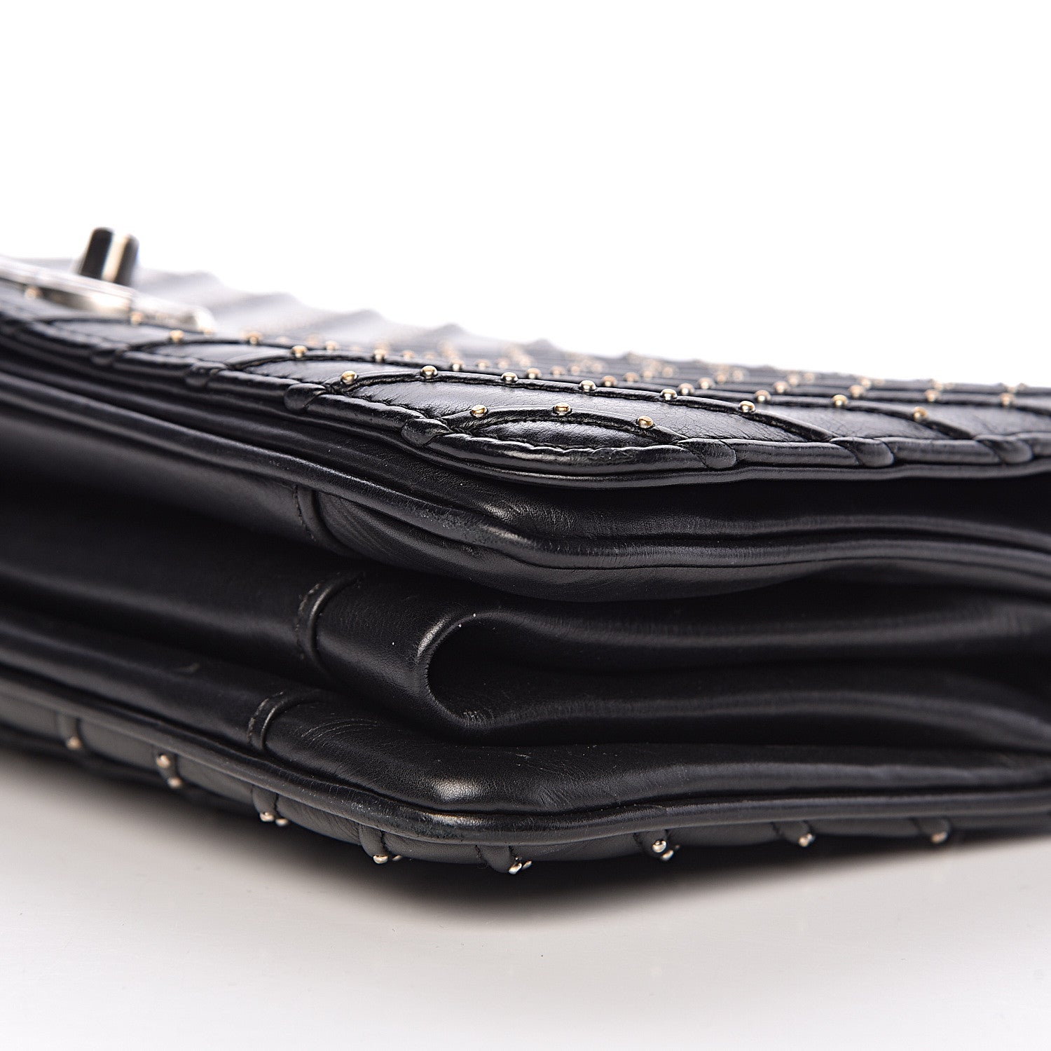 Chanel Calfskin Studded Chevron Quilted Flap Black 10 of 14