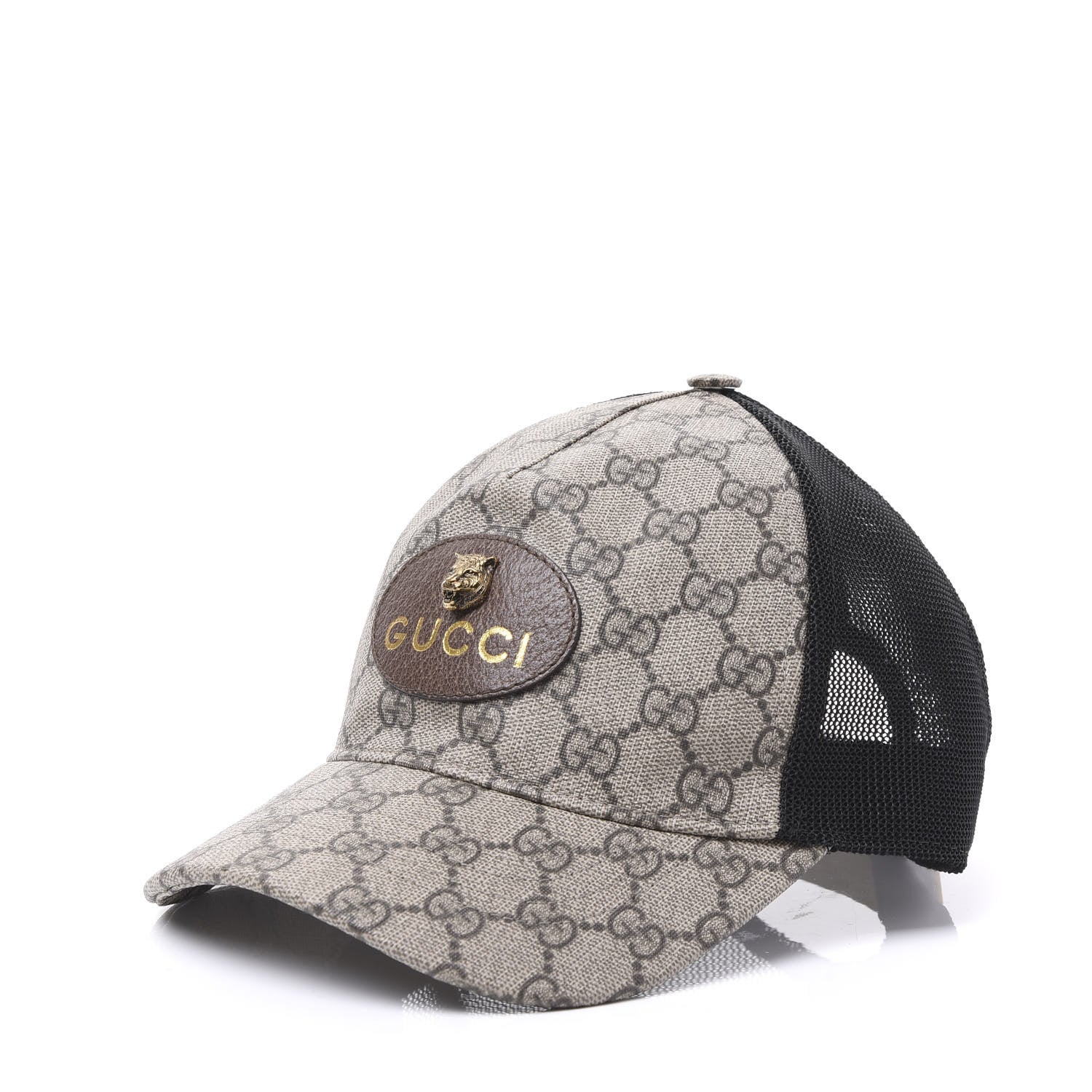 Gucci Soft GG Supreme Monogram Mesh Textured Dollar Calfskin Neo Vintage Rap Baseball Hat S Dark Brown Black 1 of 9
