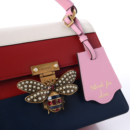 Gucci Calfskin Sylvie Web Small Queen Margaret Top Handle Bag Blue Agata Hibiscus Red Mystic White Sugar Pink 9 of 9