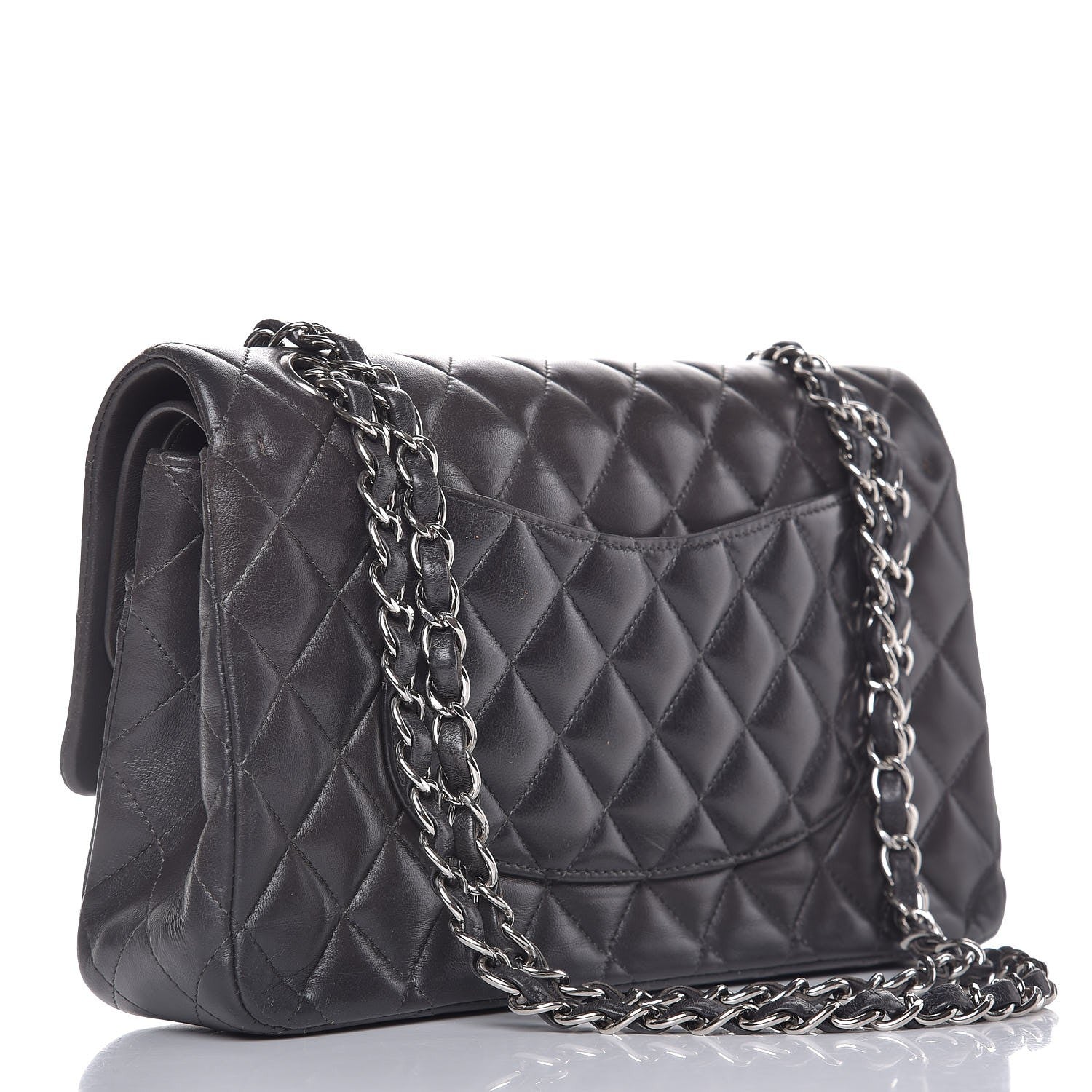 Chanel Lambskin Quilted Medium Double Flap Dark Grey 2 of 9