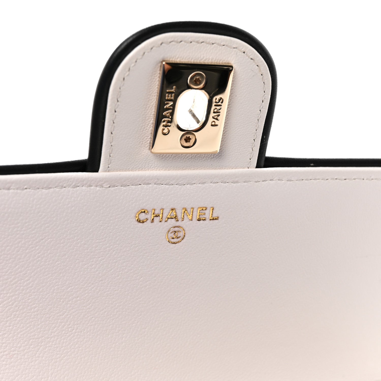 Chanel Lambskin Quilted Resin CC Mini Flap Bag White Black 6 of 11