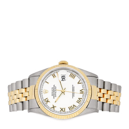 Rolex Stainless Steel 18K Yellow Gold 36mm Oyster Perpetual Datejust Watch White Roman 16233 2 of 4