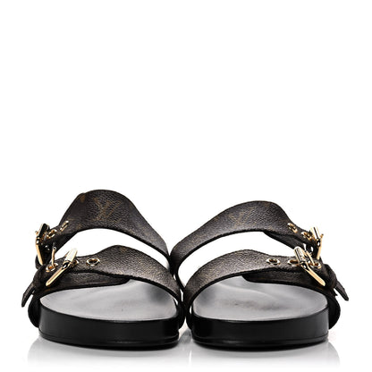 Louis Vuitton Monogram Bom Dia Mule Sandals 38 Black 2 of 8