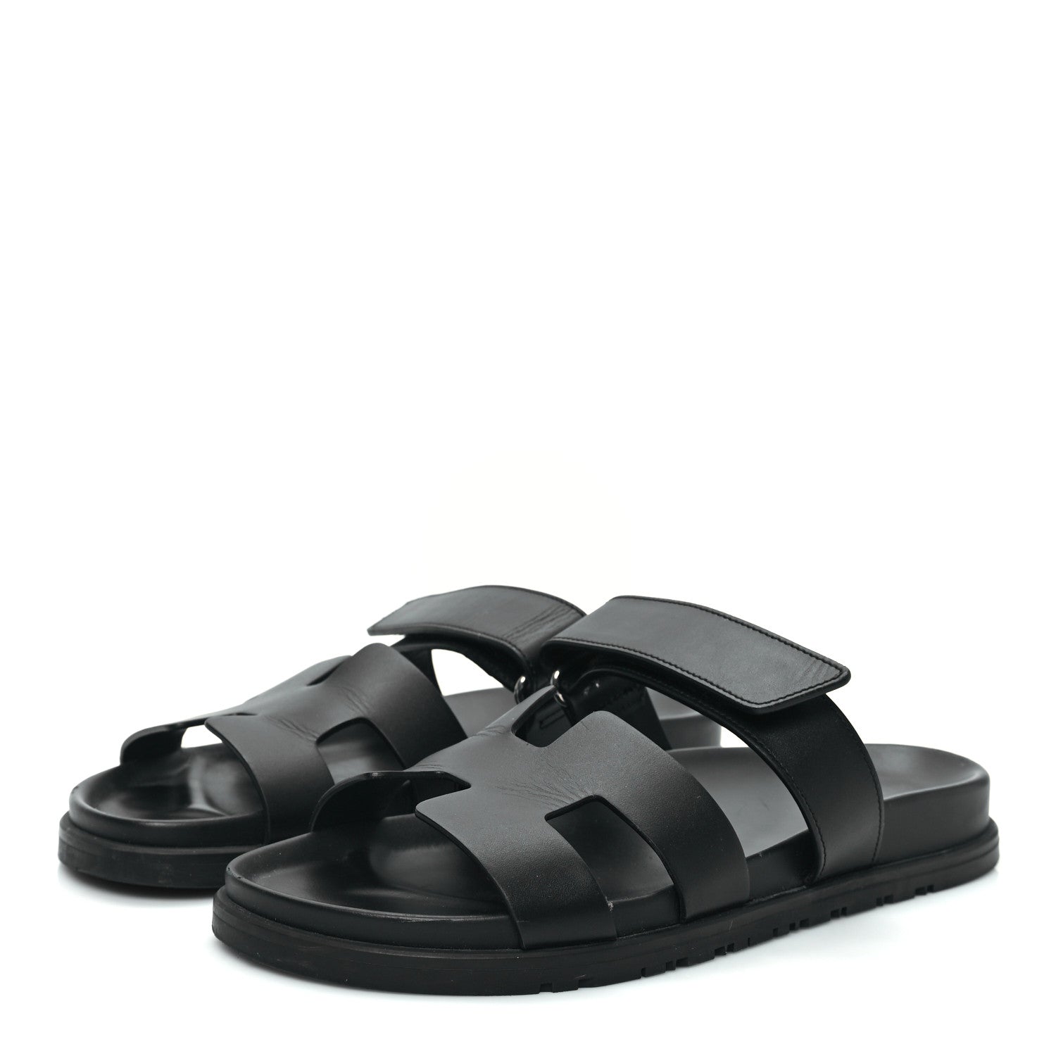 Hermes Calfskin Womens Chypre Sandals 39 Black 3 of 9
