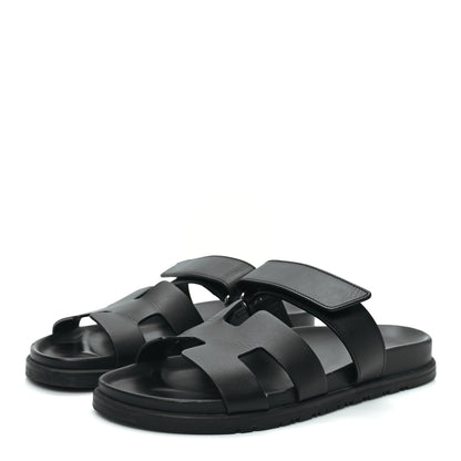 Hermes Calfskin Womens Chypre Sandals 39 Black 3 of 9
