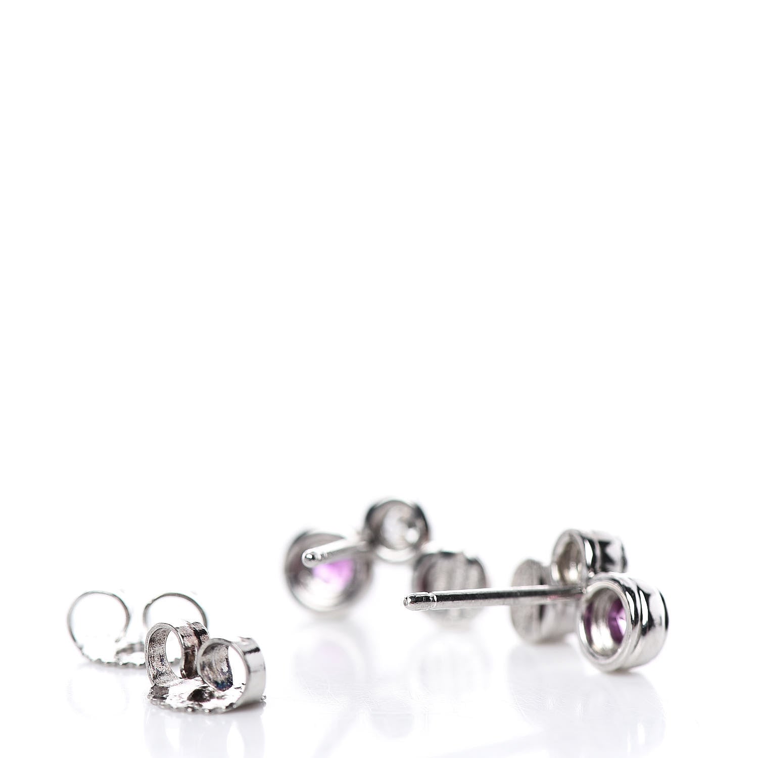 Tiffany Platinum Diamond Pink Sapphire Bubbles Stud Earrings 3 of 4