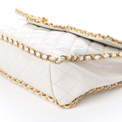 Chanel Patent Quilted Jumbo XL Chain Around Flap White 6 of 20