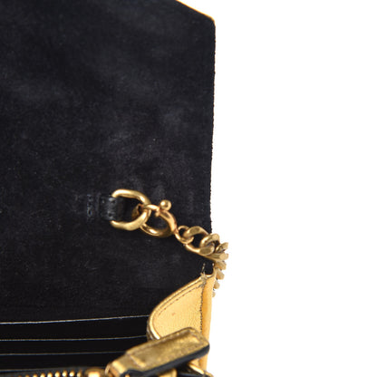 Saint Laurent Metallic Calfskin Matelasse Chevron Monogram Envelope Chain Wallet Gold 10 of 10