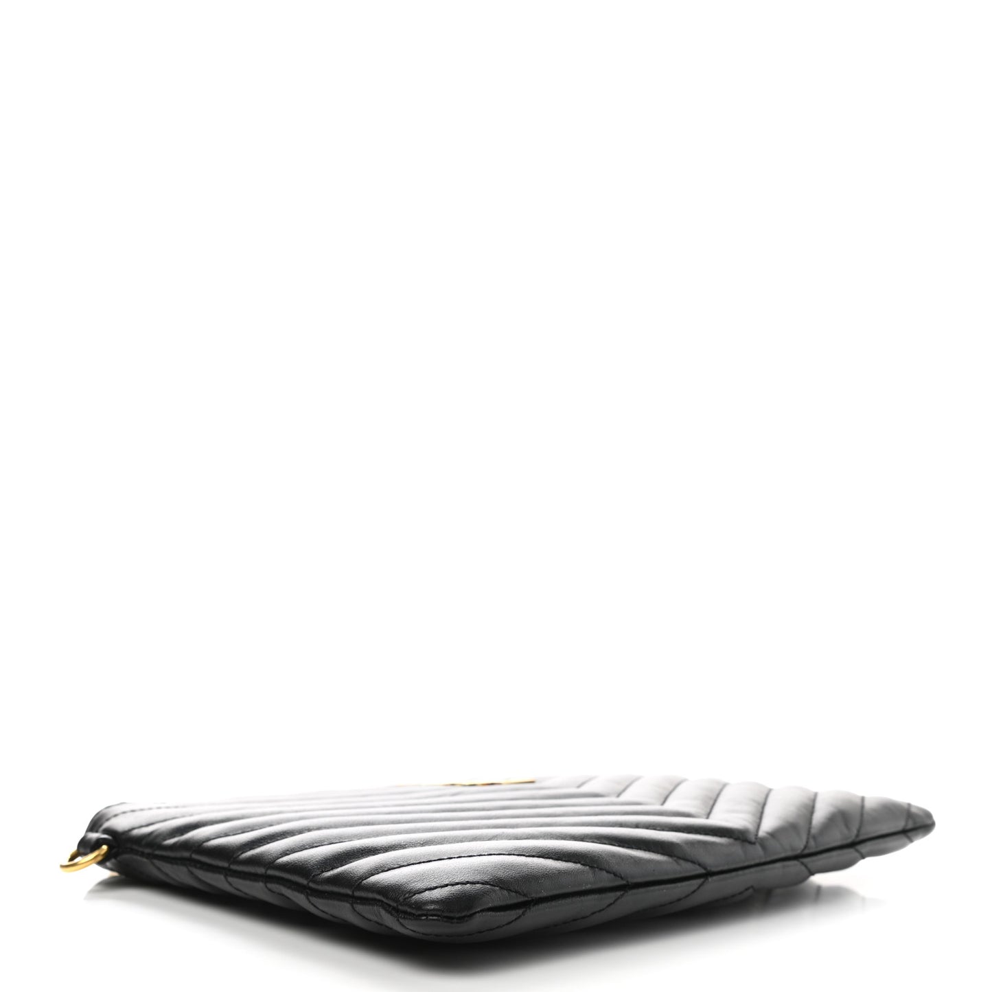 Calfskin Matelasse Chevron Monogram A5 Wristlet Black
