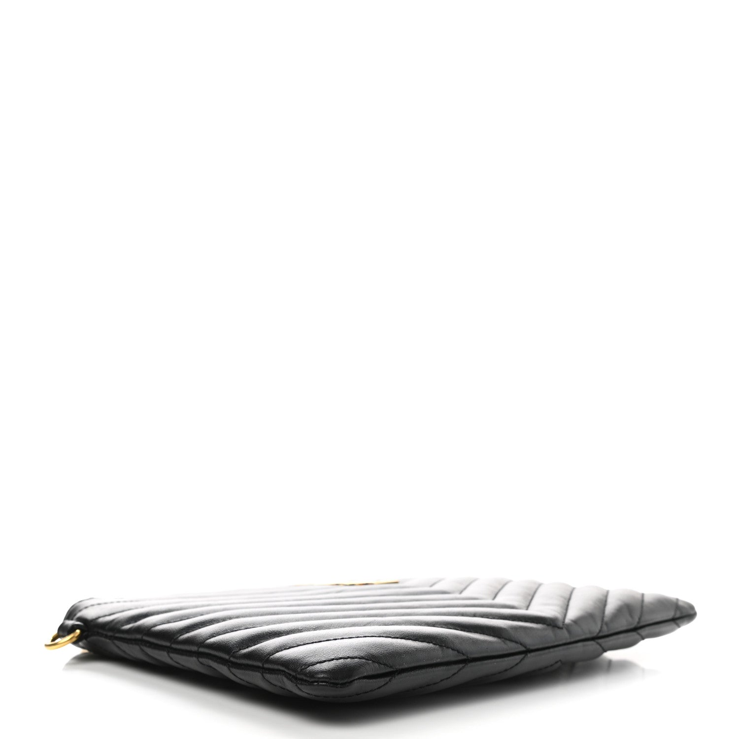 Saint Laurent Calfskin Matelasse Chevron Monogram A5 Wristlet Black 4 of 8