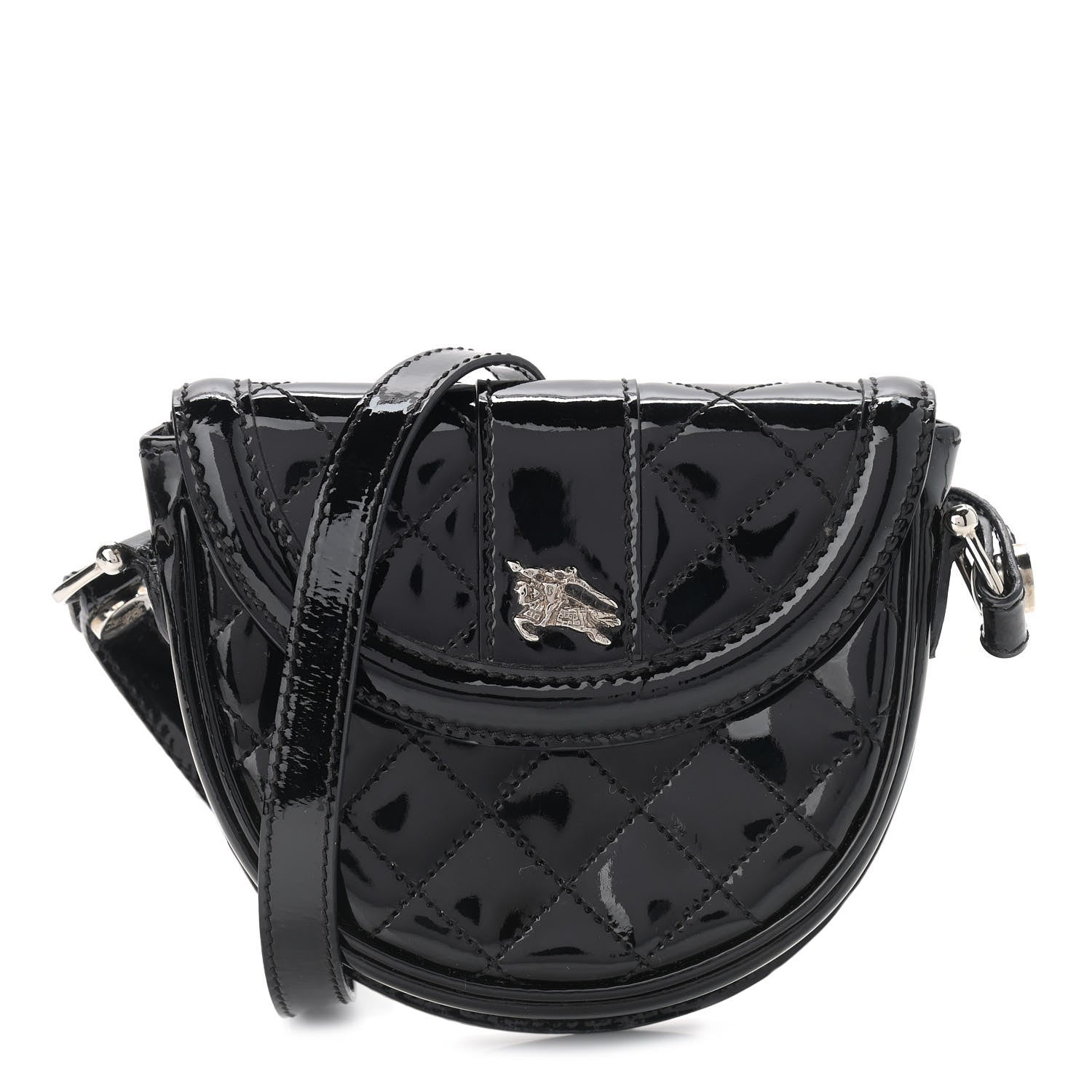 Burberry Patent Calfskin Quilted Mini Crossbody Bag Black 1 of 14