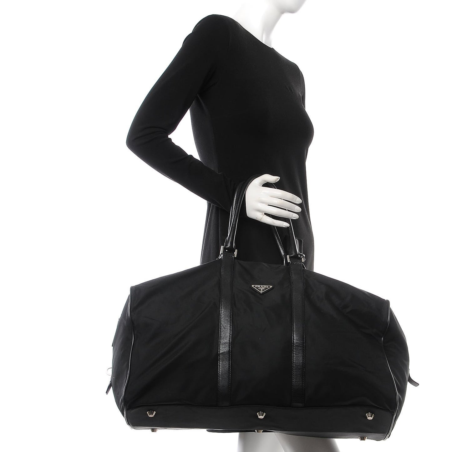 Tessuto Nylon Saffiano Duffel Bag Black