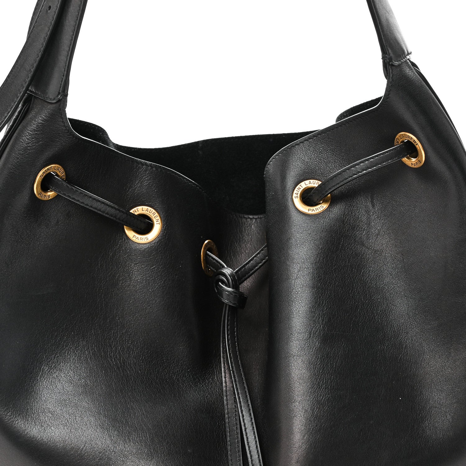 Saint Laurent Smooth Calfskin Paris VII Large Flat Hobo Black 9 of 11