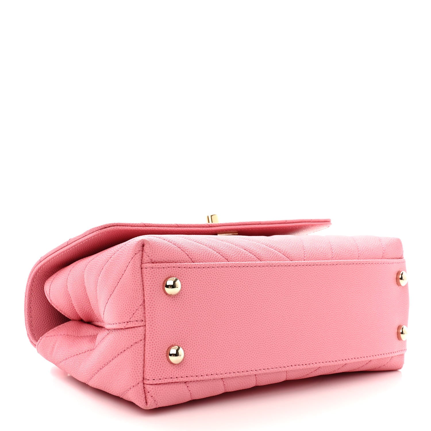 Chanel Caviar Chevron Quilted Mini Coco Handle Flap Pink 4 of 11